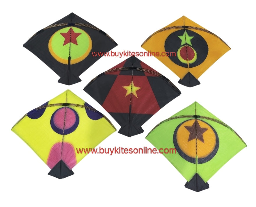 50 Kites (12 Different Designs ) Half sheet Colorful Tournament Kites | Limited Edition | Size 22"x25"