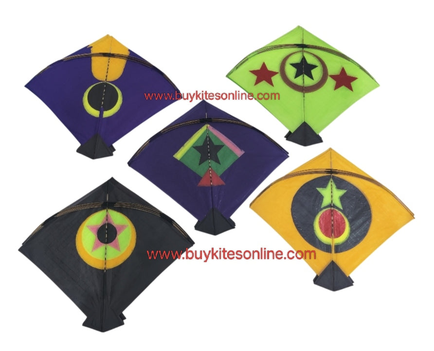 50 Kites (12 Different Designs ) Half sheet Colorful Tournament Kites | Limited Edition | Size 22"x25"
